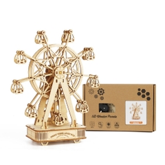 Đồ chơi lắp ghép gỗ 3D Mô hình Hộp nhạc Bánh xe Đu Quay Ferris Wheel H1001 Laser