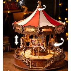 [BẢN QUỐC TẾ TIẾNG ANH] Mô hình Hộp nhạc Vòng xoay Ngựa gỗ Classic Carousel AMC01 Robotime