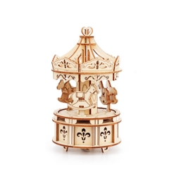 Đồ chơi lắp ghép gỗ 3D Mô hình Hộp nhạc Vòng Quay Ngựa Gỗ Carousel Music Box H1402