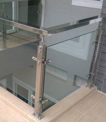 Lan can kính, tay vịn nhôm, trụ inox 304 - TỐT