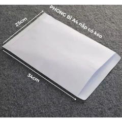 Phong bì trắng A4 định lượng 120gsm, KT 25x34cm, tập 100 chiếc