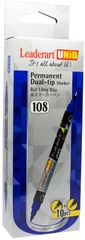 Bút lông dầu hai đầu Leaderart LA108(Thương hiệu Nhật) Bút dạ kính hai đầu cỡ nhỏ LA 108 - Hộp 10 chiếc