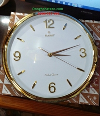 ĐỒNG HỒ TREO TƯỜNG KASHI K78 VIỀN VÀNG - KIM TRÔI SIÊU TĨNH (Đồng hồ treo tường chính hãng bảo hành 2 năm)