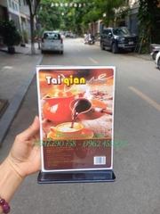 MENU MIKA A5 DỌC TRONG SUỐT (đế đen) - BIỂN ĐỂ BÀN - STANDER