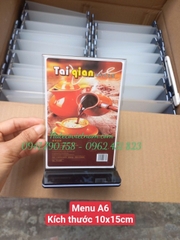 MENU MIKA A6 DỌC TRONG SUỐT (đế đen) - BIỂN ĐỂ BÀN - STANDER