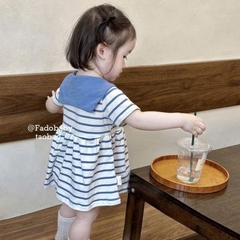 VÁY KẺ MIX CỔ KHĂN  SIÊU XINH CHO BÉ YÊU