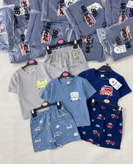[COMBO 3 BỘ Ô TÔ TONE XANH] CHO BÉ TRAI – CHẤT COTTON LOẠI 1 SIÊU MỀM MỊN
