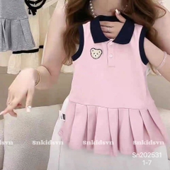 VÁY COTTON SÁT NÁCH HỒNG THÊU – CỔ DỆT, ĐUÔI CÁ XẾP LY