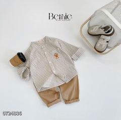 BERNIE-SET SƠ MI CARO CỔ TÀU THỜI THƯỢNG CHO BÉ TRAI