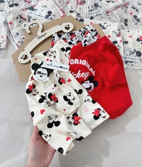 [SET 2 Bộ BÉ GÁI HỌA TIẾT MICKEY] – TONE ĐỎ BE SIÊU XINH CHO BÉ GÁI