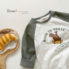 BEEMO_ÁO DÀI TAY RAGLAN IN HÌNH GẤU BÉ TRAI