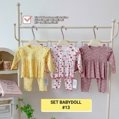 Lynhkids_ COMBO 3 BỘ BABY DOLL CÁNH TIÊN DÀI TAY BÉ GÁI