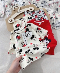 [SET 2 Bộ BÉ GÁI HỌA TIẾT MICKEY] – TONE ĐỎ BE SIÊU XINH CHO BÉ GÁI