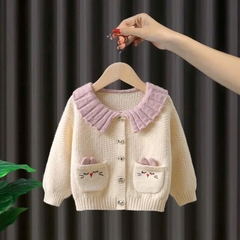 QC_ÁO KHOÁC LEN MÈO CARDIGAN BÉ GÁI