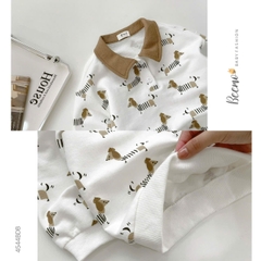 BEEMO_SET NỈ DA CÁ CỔ POLO IN HÌNH CHÚ CHÓ CHO BÉ TRAI
