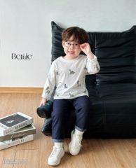 BERNIE_BỘ ÁO COTTON XƯỚC IN TRÀN QUẦN GIẢ BÒ – THỜI TRANG VÀ PHONG CÁCH CHO BÉ TRAI