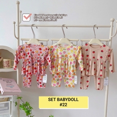 Lynhkids_ COMBO 3 BỘ BABY DOLL CÁNH TIÊN DÀI TAY BÉ GÁI