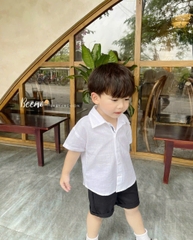 BEEMO_ÁO SƠ MI TRẮNG CỘC TAY  CHO BÉ