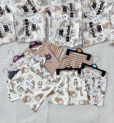 SET 3 BỘ QUẦN ÁO BÉ TRAI – HỌA TIẾT ĐỘNG VẬT TONE NÂU SIÊU XINH