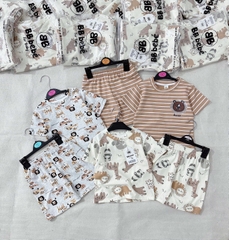 SET 3 BỘ QUẦN ÁO BÉ TRAI – HỌA TIẾT ĐỘNG VẬT TONE NÂU SIÊU XINH