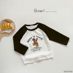 BEEMO_ÁO DÀI TAY RAGLAN IN HÌNH GẤU BÉ TRAI