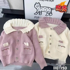 QC_ÁO KHOÁC LEN MÈO CARDIGAN BÉ GÁI