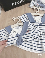 VÁY KẺ MIX CỔ KHĂN  SIÊU XINH CHO BÉ YÊU