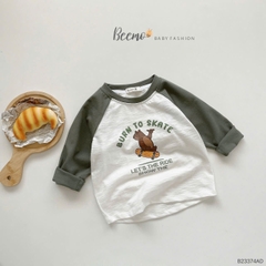 BEEMO_ÁO DÀI TAY RAGLAN IN HÌNH GẤU BÉ TRAI