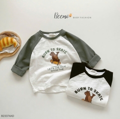 BEEMO_ÁO DÀI TAY RAGLAN IN HÌNH GẤU BÉ TRAI