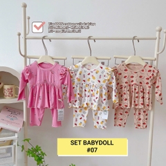 Lynhkids_ COMBO 3 BỘ BABY DOLL CÁNH TIÊN DÀI TAY BÉ GÁI