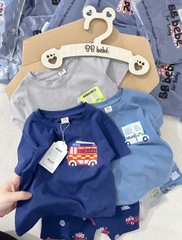 [COMBO 3 BỘ Ô TÔ TONE XANH] CHO BÉ TRAI – CHẤT COTTON LOẠI 1 SIÊU MỀM MỊN