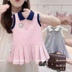 VÁY COTTON SÁT NÁCH HỒNG THÊU – CỔ DỆT, ĐUÔI CÁ XẾP LY