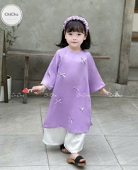 SET ÁO DÀI TÍM MÔNG MƠ CHO BÉ GÁI