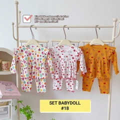 Lynhkids_ COMBO 3 BỘ BABY DOLL CÁNH TIÊN DÀI TAY BÉ GÁI