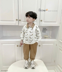 BEEMO_SET NỈ DA CÁ CỔ POLO IN HÌNH CHÚ CHÓ CHO BÉ TRAI