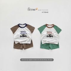 BEEMO_CHÀO HÈ NĂNG ĐỘNG – SET CỘC TAY RAGLAN IN Ô TÔ CHO BÉ TRAI