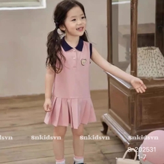 VÁY COTTON SÁT NÁCH HỒNG THÊU – CỔ DỆT, ĐUÔI CÁ XẾP LY