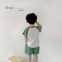 BEEMO_CHÀO HÈ NĂNG ĐỘNG – SET CỘC TAY RAGLAN IN Ô TÔ CHO BÉ TRAI