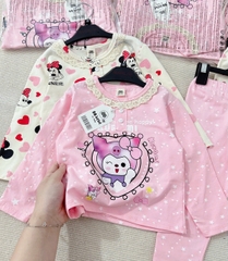 SET 2 BỘ KURUMI và MICKEY CỔ VIỀN BÈO DÀI TAY CHO BÉ GÁI