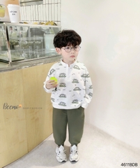 BEEMO - NỈ DA CÁ CỔ TÀU IN TRÀN Ô TÔ BÉ TRAI