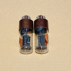 Two, Marconi B36/12SN7 Brown Base D Getter Valve tube 12SN7GT