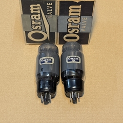 Pair of Osram KT66 Gray Glass - Black Base Valves / Tubes New Old Stock