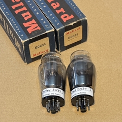 2Pc Mullard ECC34 6SN7G Gray Plate Black Base D / Getter Valve Tube Avo Test Strong