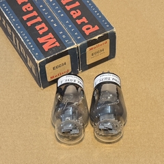 2Pc Mullard ECC34 6SN7G Gray Plate Black Base D / Getter Valve Tube Avo Test Strong