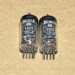 Matched pair Brimar 13D3 6158 12AU7 Black Plate Square Getter Code 1956