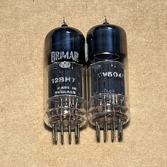 2Pcs Brimar 12BH7 CV5042 Long Plat Black Plate Tested TV7. Bóng Đèn Brimar 12BH7 CV5042.