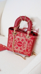 Túi DIOR custom hoạ tiết Holiday Limited dáng Lady size 25cm fullbox túi giấy hãng