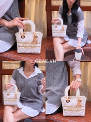 Túi DIOR custom hoạ tiết Holiday Limited dáng Lady size 25cm fullbox túi giấy hãng