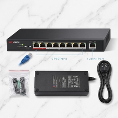 Switch Mạng Thông Minh 8 Cổng PoE Hikvision DS-3E1309P-EI/M + 1 Cổng Gigabit Uplink - Quản Lý Cloud, Chống Sét 6kV