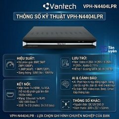 Đầu Ghi Hình IP NVR 4 / 16 Kênh Vantech VPH-N4404LPR / VPH-N4416LPR | Tích Hợp AI Nhận Diện Biển Số